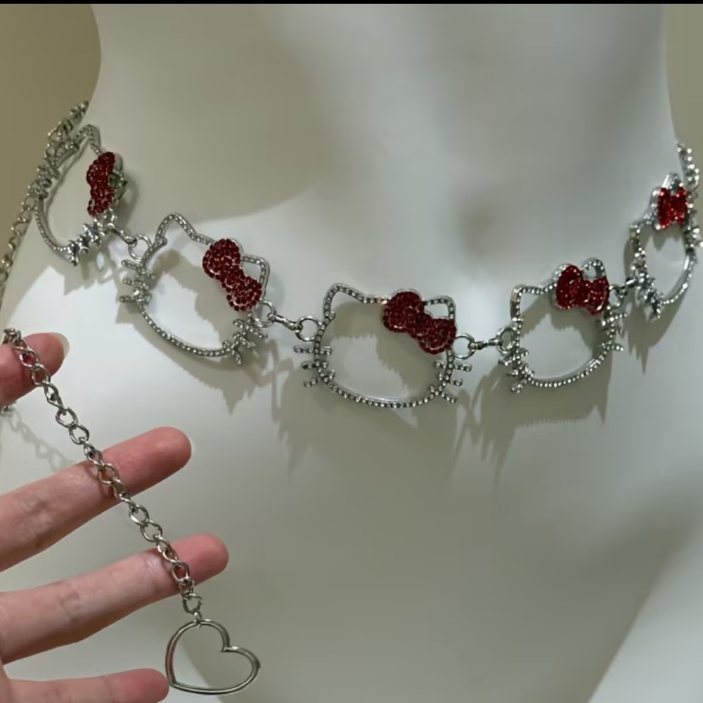 Silver and Red Hello Kitty Belt